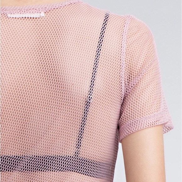 Honey Punch Sheer Fishnet Mesh Cropped Top In Pink - Picture 6 of 8